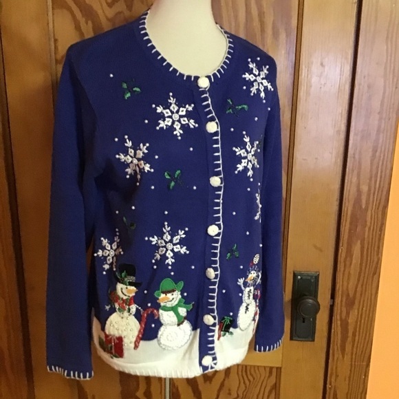 Retro Y2K embroidered beaded Christmas cardigan - Picture 11 of 12